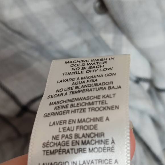 Cloth & Stone Gray Plaid Button Front Shirt Size Large - Picture 7 of 8